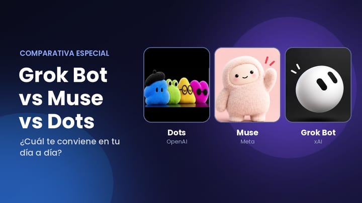 Grok Bot vs Muse vs Dots: cuál te conviene en tu día a día